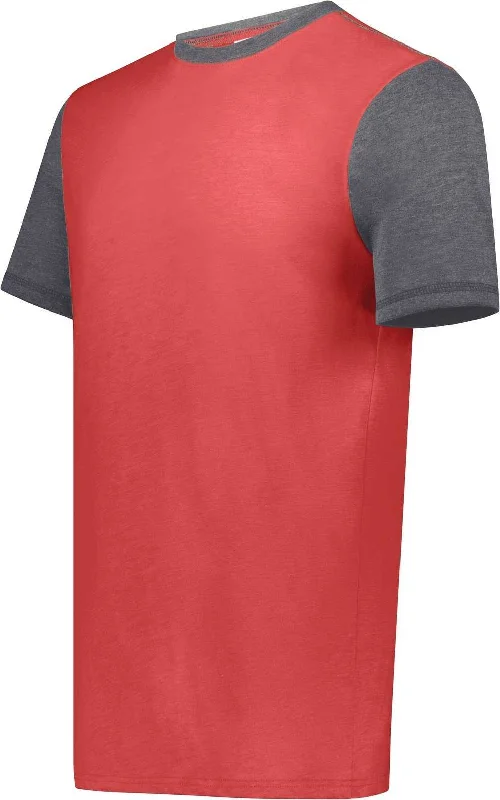 Augusta 6876 Gameday Vintage Ringer Tee - Scarlet Heather Carbon Heather