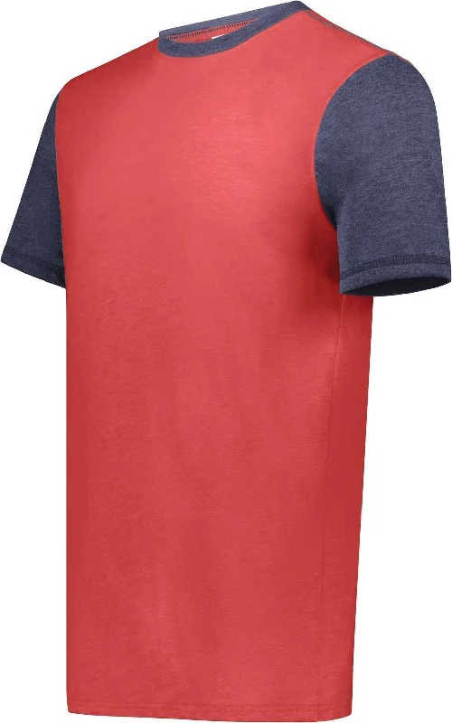 Augusta 6876 Gameday Vintage Ringer Tee - Scarlet Heather Navy Heather