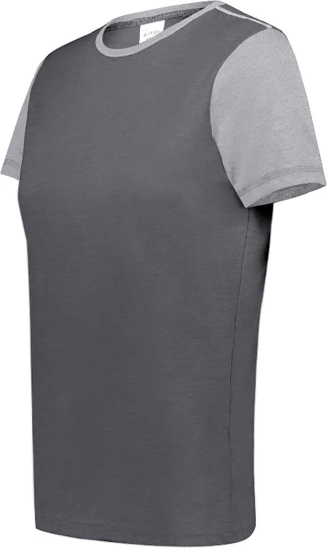 Augusta 6878 Ladies Gameday Vintage Ringer Tee - Carbon Heather Gray Heather