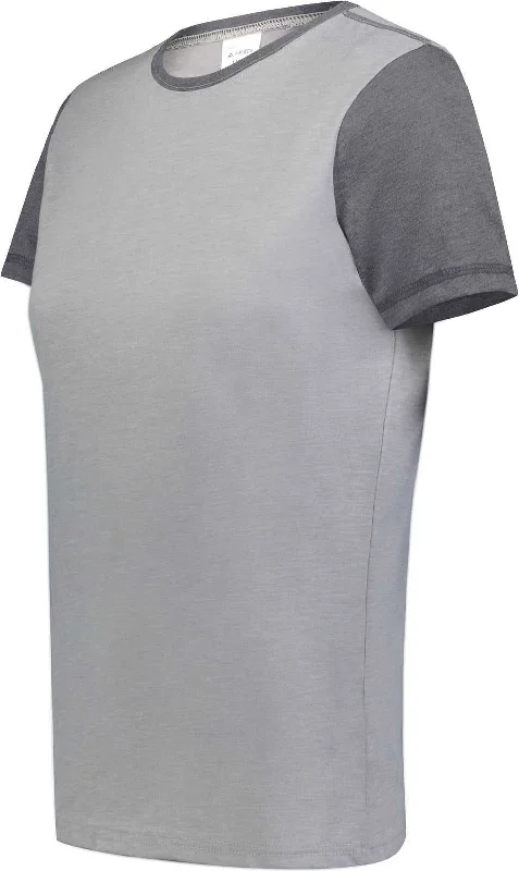 Augusta 6878 Ladies Gameday Vintage Ringer Tee - Gray Heather Carbon Heather