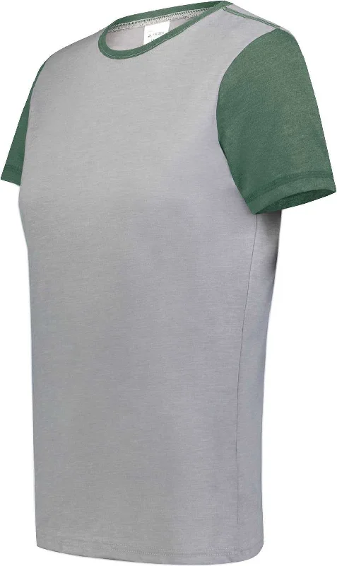 Augusta 6878 Ladies Gameday Vintage Ringer Tee - Gray Heather Dark Green Heather