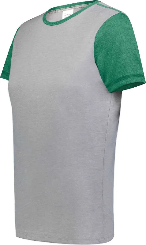 Augusta 6878 Ladies Gameday Vintage Ringer Tee - Gray Heather Kelly Heather