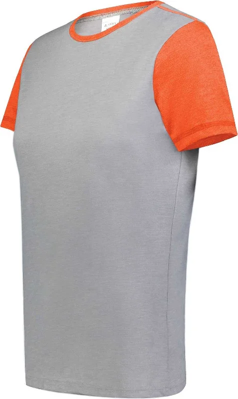 Augusta 6878 Ladies Gameday Vintage Ringer Tee - Gray Heather Orange Heather