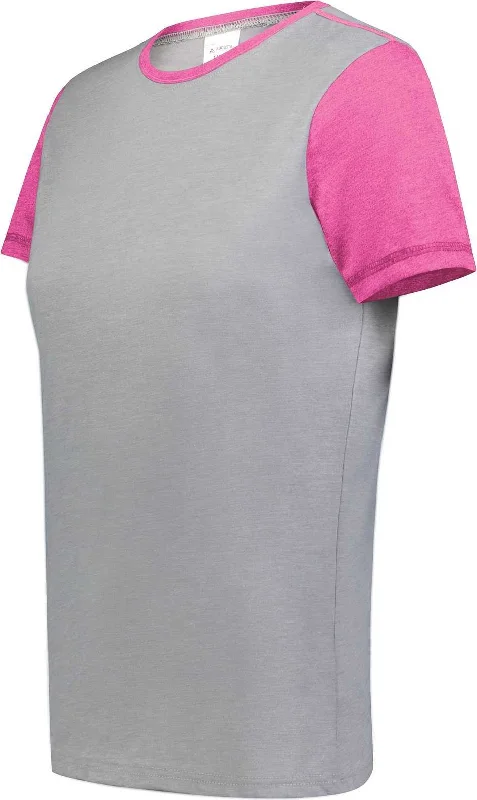 Augusta 6878 Ladies Gameday Vintage Ringer Tee - Gray Heather Orchid Heather