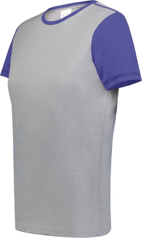 Augusta 6878 Ladies Gameday Vintage Ringer Tee - Gray Heather Purple Heather