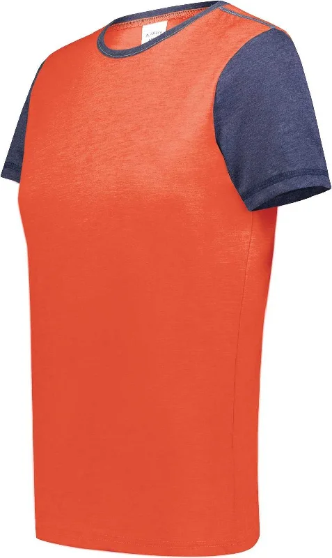 Augusta 6878 Ladies Gameday Vintage Ringer Tee - Orange Heather Navy Heather