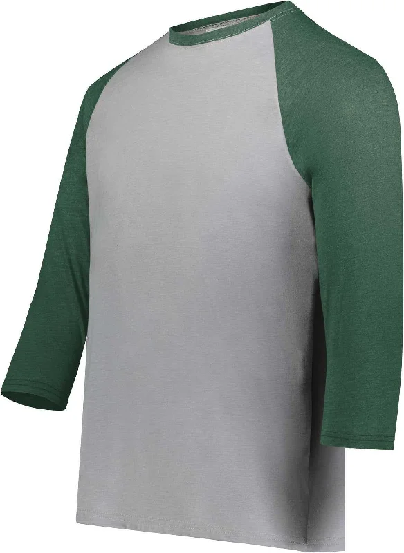 Augusta 6879 Gameday Vintage 3/4 Tee - Gray Heather Dark Green Heather