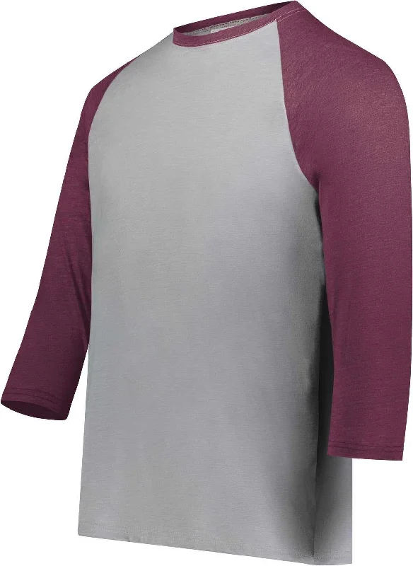 Augusta 6879 Gameday Vintage 3/4 Tee - Gray Heather Maroon Heather