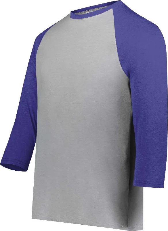 Augusta 6879 Gameday Vintage 3/4 Tee - Gray Heather Purple Heather