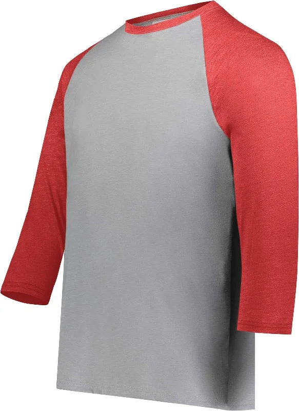 Augusta 6879 Gameday Vintage 3/4 Tee - Gray Heather Scarlet Heather