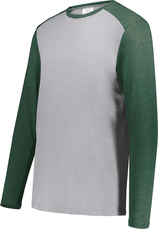 Augusta 6881 Gameday Vintage Long Sleeve Tee - Gray Heather Dark Green Heather