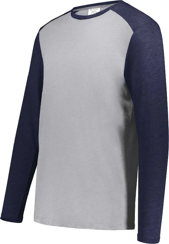 Augusta 6881 Gameday Vintage Long Sleeve Tee - Gray Heather Navy Heather