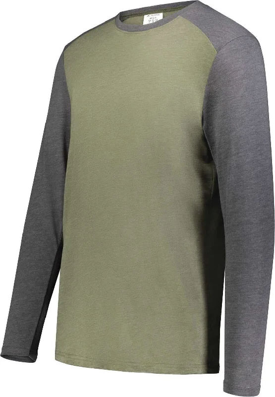 Augusta 6881 Gameday Vintage Long Sleeve Tee - Olive Heather Carbon Heather