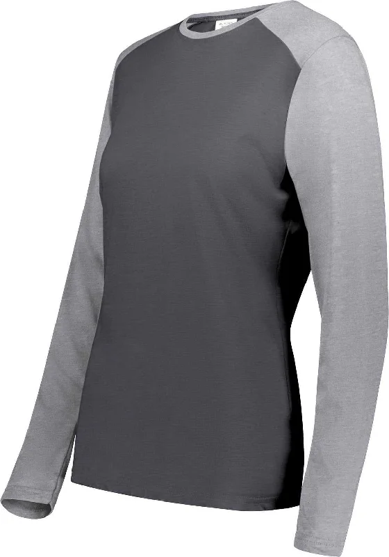 Augusta 6883 Ladies Gameday Vintage Long Sleeve Tee - Carbon Heather Gray Heather