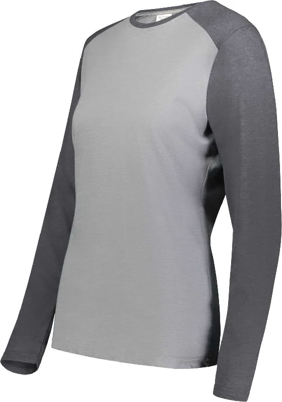 Augusta 6883 Ladies Gameday Vintage Long Sleeve Tee - Gray Heather Carbon Heather