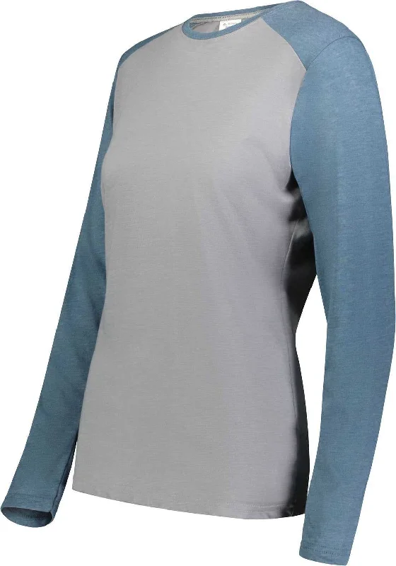 Augusta 6883 Ladies Gameday Vintage Long Sleeve Tee - Gray Heather Storm Heather