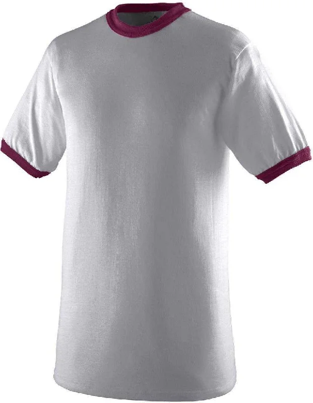 Augusta 710 Ringer T-Shirt - Light Gray Maroon