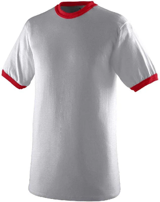 Augusta 710 Ringer T-Shirt - Light Gray Red