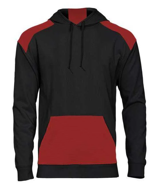 Badger Sport 1440 Breakout Performance Fleece Hoodie - Black Red