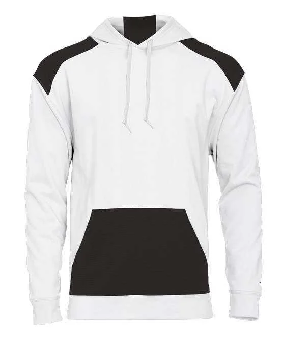 Badger Sport 1440 Breakout Performance Fleece Hoodie - White Black