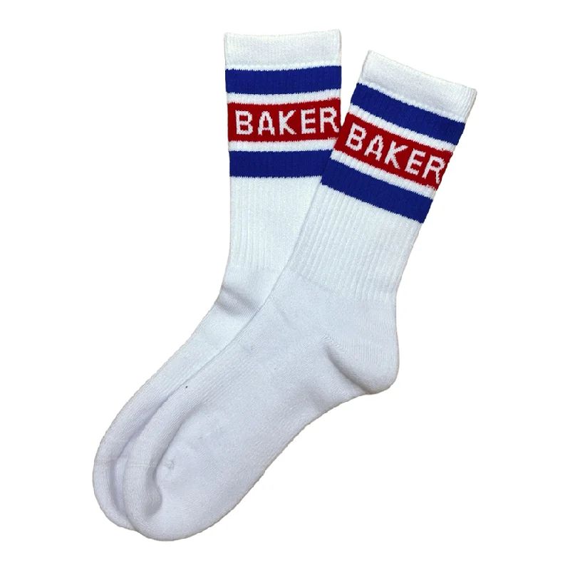 Baker Red Stripe Socks White