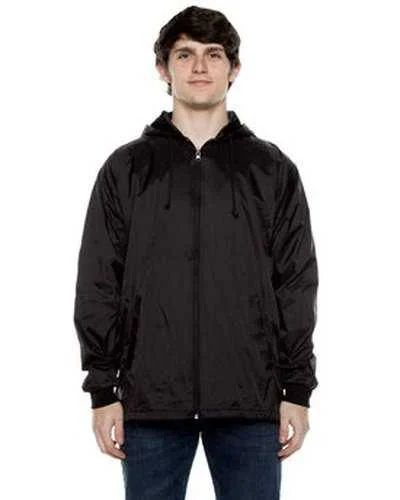 Beimar WB103RB Unisex Nylon Full Zip Hooded Jacket - Black