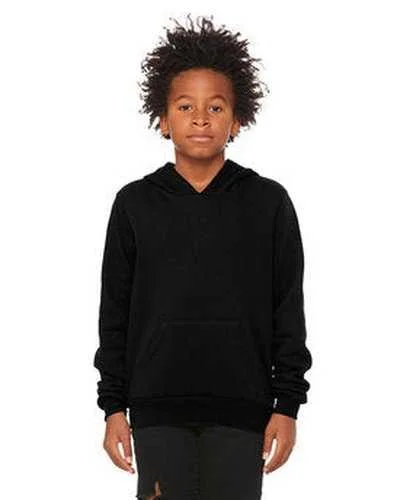 Bella + Canvas 3719Y Youth Sponge Fleece Pullover Hooded Sweatshirt - Black