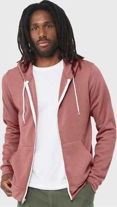 Bella + Canvas 3739 Unisex Sponge Fleece Full-Zip Hoodie - Heather Mauve