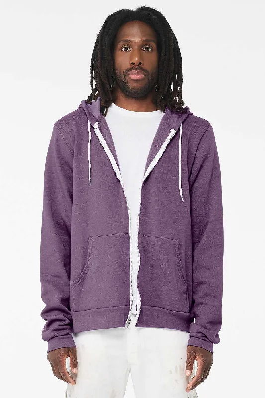 Bella + Canvas 3739 Unisex Sponge Fleece Full-Zip Hoodie - Heather Team Purple