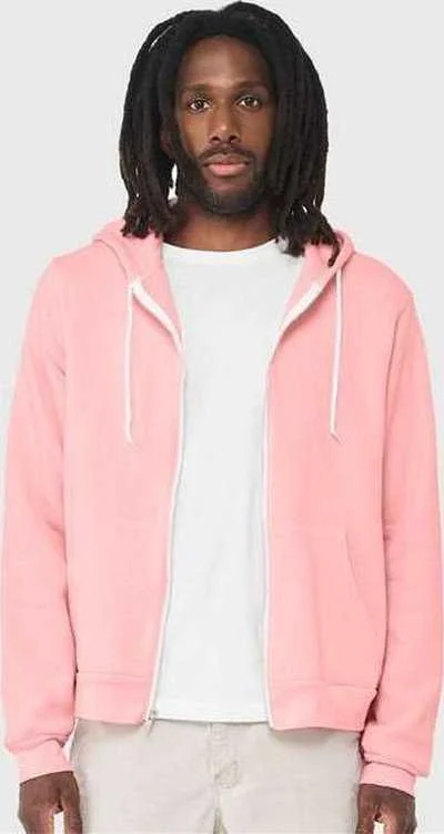 Bella + Canvas 3739 Unisex Sponge Fleece Full-Zip Hoodie - Pink