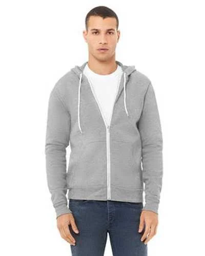 Bella + Canvas 3739 Unisex Poly-Cotton Fleece Full-Zip Hooded Sweatshirt - Athletic Heather