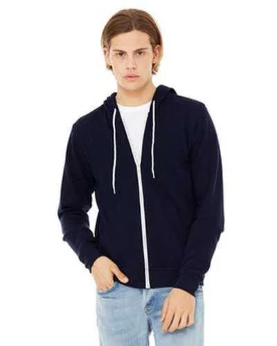 Bella + Canvas 3739 Unisex Poly-Cotton Fleece Full-Zip Hooded Sweatshirt - Navy