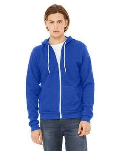 Bella + Canvas 3739 Unisex Poly-Cotton Fleece Full-Zip Hooded Sweatshirt - True Royal