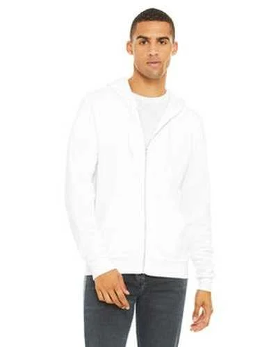 Bella + Canvas 3739 Unisex Poly-Cotton Fleece Full-Zip Hooded Sweatshirt - White