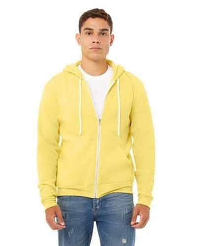 Bella + Canvas 3739 Unisex Poly-Cotton Fleece Full-Zip Hooded Sweatshirt - Yellow