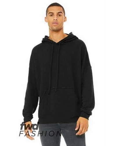 Bella + Canvas 3742C Fwd Fashion Unisex Raw Seam Hooded Sweatshirt - Black Heather