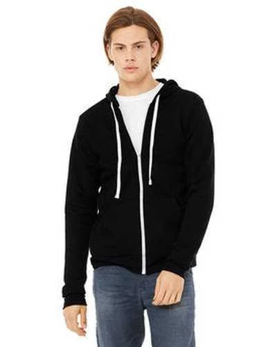 Bella + Canvas 3909 Unisex Triblend Sponge Fleece Full-Zip Hoodie - Solid Black Triblend