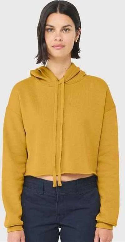 Bella + Canvas 7502 Women's Crop Fleece Hoodie - Heather Mustard