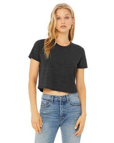 Bella + Canvas B8882 Ladies' Flowy Cropped T-Shirt - Dark Gray Heather