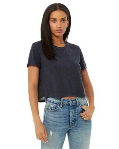 Bella + Canvas B8882 Ladies' Flowy Cropped T-Shirt - Heather Navy