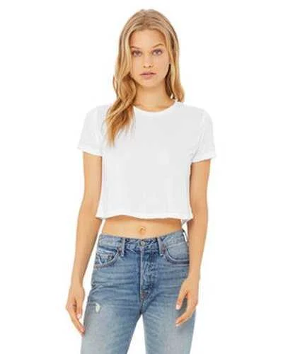 Bella + Canvas B8882 Ladies' Flowy Cropped T-Shirt - White