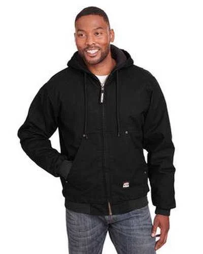 Berne HJ375 Men's Highland Washed Cotton Duck Hooded Jacket - Black