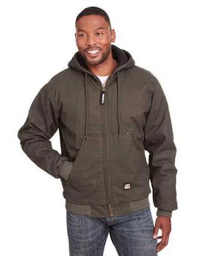 Berne HJ375 Men's Highland Washed Cotton Duck Hooded Jacket - Olive Duck