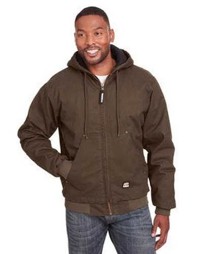 Berne HJ375T Men's Tall Highland Washed Cotton Duck Hooded Jacket - Bark