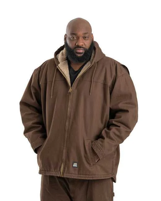 Berne HJ626 Men's Heartland Washed Duck Hooded Work Coat - Bark