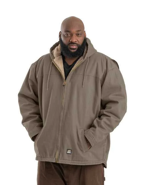 Berne HJ626 Men's Heartland Washed Duck Hooded Work Coat - Graystone