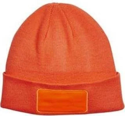 Big Accessories BA527 Patch Beanie - Neon Orange