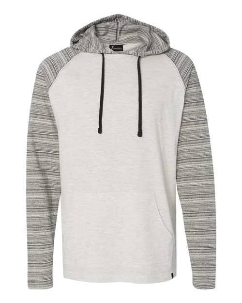 Burnside 8127 Yarn-Dyed Hooded Raglan T-Shirt - Heather Ecru Ecru Stripe