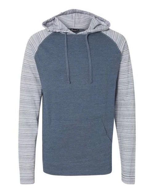 Burnside 8127 Yarn-Dyed Hooded Raglan T-Shirt - Heather Navy Navy Stripe