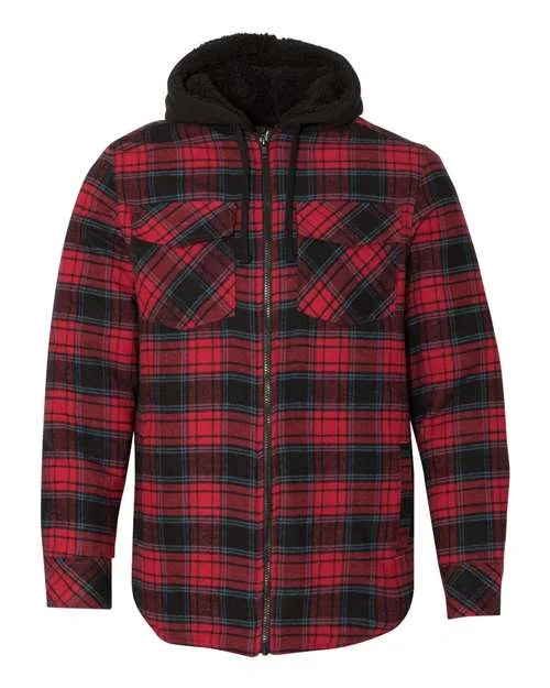 Burnside 8620 Quilted Flannel Full-Zip Hooded Jacket - Red